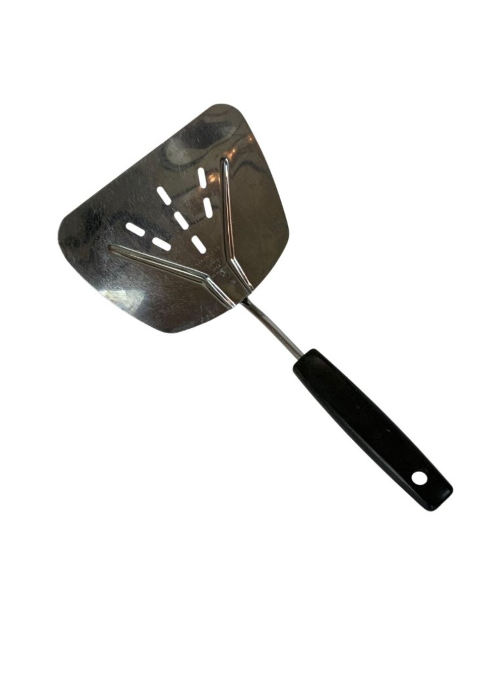 Vintage Foley Stainless Steel Wide Curved Perforated Fish Turner Black Handle
